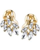 2028 Gold-tone Clear Crystal Cluster Button Earrings