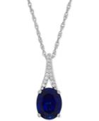 Lab-created Sapphire (3-5/8 Ct. T.w.) And White Sapphire Accent Pendant Necklace In Sterling Silver