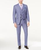 Tallia Orange Men's Slim-fit Light Blue Birdseye Vested Suit