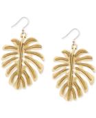 Lucky Brand Gold-tone Leaf Drop Earrings