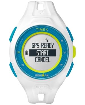 Timex Men's Digital Ironman Run X20 Gps White Resin Strap Watch 46mm Tw5k95300f5