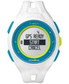Timex Men's Digital Ironman Run X20 Gps White Resin Strap Watch 46mm Tw5k95300f5