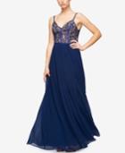 Fame And Partners Classic Lace Bodice Maxi Dress