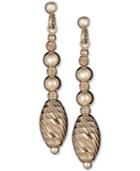 Textured Bead Drop Earrings In 14k Gold-plated Sterling Silver