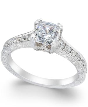 Certified Diamond Channel Set Engagement Ring (1-1/3 Ct. T.w) In 18k White Gold