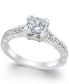 Certified Diamond Channel Set Engagement Ring (1-1/3 Ct. T.w) In 18k White Gold