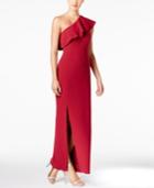 Calvin Klein Ruffle One-shoulder Gown