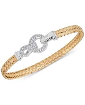 Diamond Horseshoe Braided Mesh Bangle Bracelet (1/4 Ct. T.w.) In Sterling Silver & 14k Gold-plate