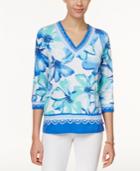 Alfred Dunner Floral-print V-neck Top