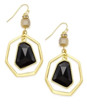 Inc International Concepts Gold-tone Black Stone Orbital Earrings, Only At Macy's