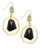 Inc International Concepts Gold-tone Black Stone Orbital Earrings, Only At Macy's
