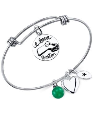 Unwritten Boston Girl And Green Aventurine (8mm) Bangle Bracelet In Stainless Steel