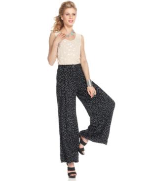 Bar Iii Pants, Polka-dot-print Wide-leg Palazzo