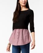 I.n.c. Cotton Layered-look Sweater, Created For Macy's