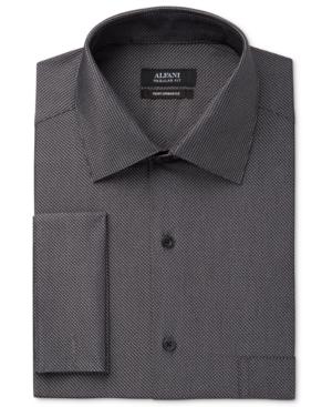 Alfani Black Men's Classic/regular Fit Performance Black White Diagonal Dot French Cuff Dress Shirt, Only At Macy's
