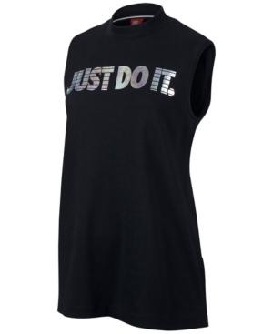 Nike Cotton Hologram Logo Mock-neck Tank Top