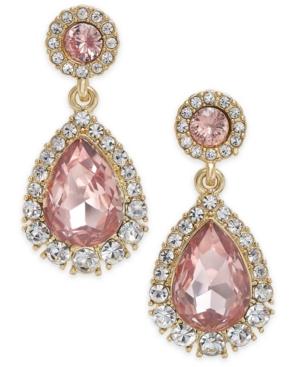 Charter Club Gold-tone Pave & Colored Crystal Drop Earrings, Created For Macy's