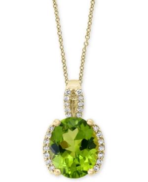 Final Call By Effy Peridot (2-7/8 Ct. T.w.) & Diamond Accent Pendant Necklace In 14k Gold