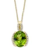 Final Call By Effy Peridot (2-7/8 Ct. T.w.) & Diamond Accent Pendant Necklace In 14k Gold