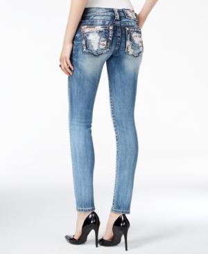Miss Me Embellished Skinny Light Blue Wash Jeans