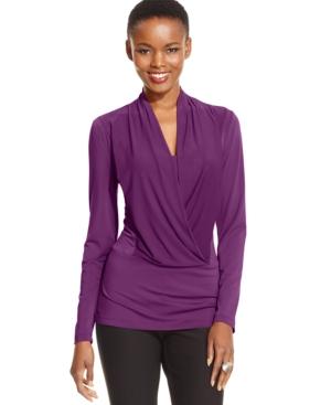 Eci Long-sleeve Draped Top