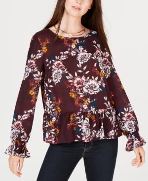 Bcx Juniors' Floral Peplum Top