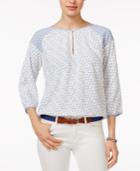 Tommy Hilfiger Geo-print Peasant Top, Only At Macy's