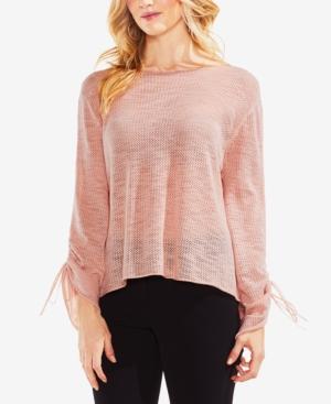 Vince Camuto Drawstring-sleeve Pointelle Sweater