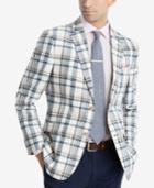Tommy Hilfiger Men's Classic-fit Cream/navy Madras Plaid Sport Coat