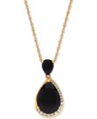Onyx (7 X 5mm & 14 X 10mm) & White Topaz (1/4 Ct. T.w.) 18 Pendant Necklace In 14k Gold-plated Sterling Silver