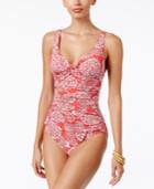 Swim Solutions Lady Lace Printed Twist-front One-piece Swimsuit Women's Swimsuit