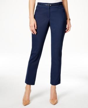 Jm Collection Belted Straight Leg Ankle Pants, Only At Macy's