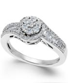 Diamond Halo Promise Ring (1/2 Ct. T.w.)in Sterling Silver