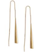 Polished Elongated Triangle Threader Earrings In 14k Gold, Made In Italy