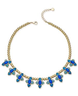Charter Club Gold-tone Blue Crystal Geometric Collar Necklace, Only At Macy's