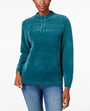 Alfred Dunner Zippered Mock-neck Sweater