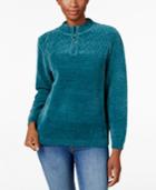 Alfred Dunner Zippered Mock-neck Sweater