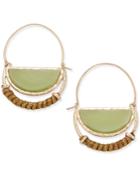 Inc International Concepts Gold-tone Green Stone Half Moon Hoop Earrings, Only At Macy's
