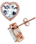 Giani Bernini Cubic Zirconia Halo Heart Stud Earrings In 18k Rose Gold-plated Sterling Silver, Created For Macy's