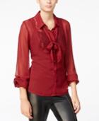 Fair Child Sheer Lace-contrast Bow Blouse