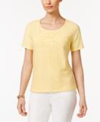 Alfred Dunner Blue Lagoon Floral Eyelet-lace Top