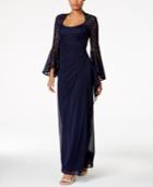 X By Xscape Lace Bell-sleeve Gown