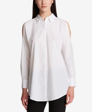 Dkny Cotton Cold-shoulder Shirt