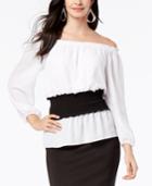Thalia Sodi Smock-waist Colorblocked Top, Created For Macy's