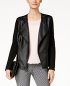 Alfani Faux-leather Knit-sleeve Moto Jacket, Created For Macy's