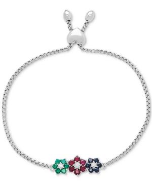 Multi-gemstone Slider Bracelet (2-1/10 Ct. T.w.) In Sterling Silver