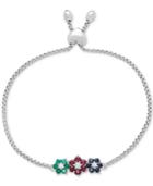 Multi-gemstone Slider Bracelet (2-1/10 Ct. T.w.) In Sterling Silver