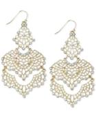 Bar Iii Gold-tone Crystal Lace Chandelier Earrings