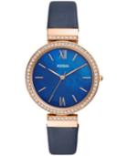 Fossil Women's Madeline Navy Leather Strap Watch 38mm