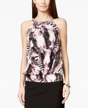 Alfani Braid-trim Printed Halter Top, Only At Macy's